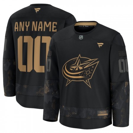 Miehille NHL Columbus Blue Jackets Pelipaita Custom Fanatics Military Appreciation Practice 2024-25 Musta
